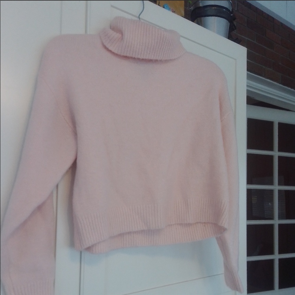 Pink turtleneck sweater